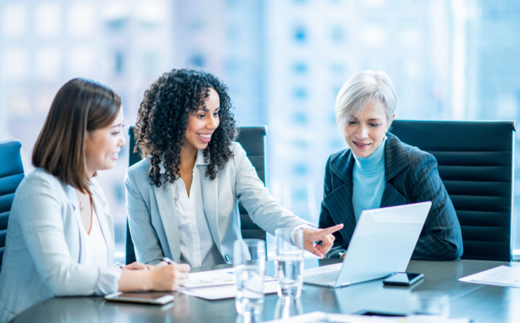 Women working on the computers