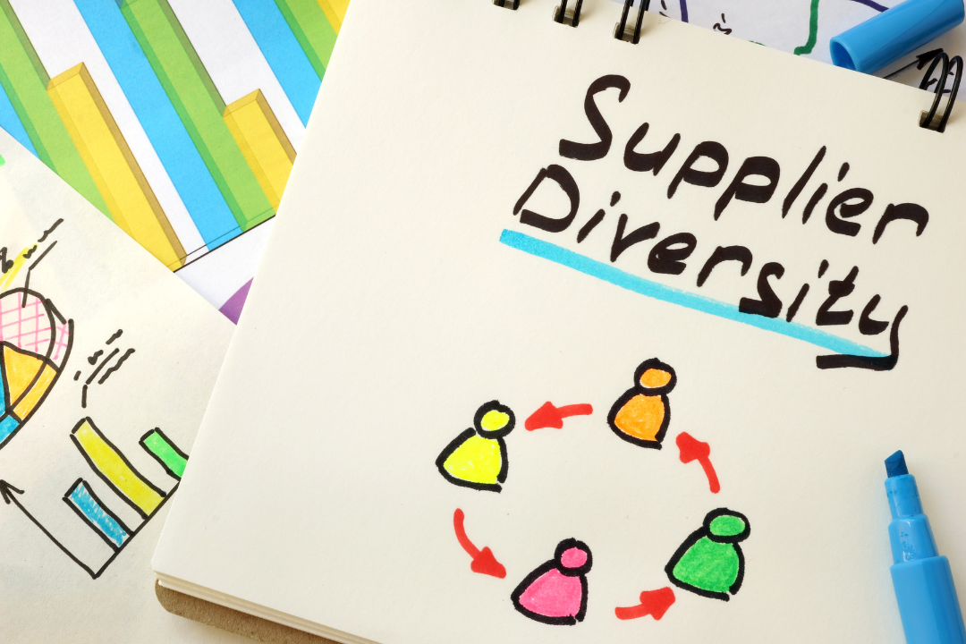 Supplier diversity illustration made with markers in a note book. The Win Woman